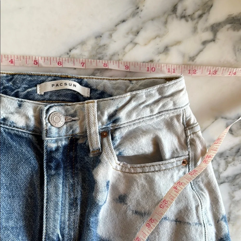 PacSun Blue & White Straight Leg Tie Dye Jeans Women’s size 24 - Picture 6 of 13
